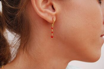 Boucles d'oreilles en argent sterling avec corail rouge. 2