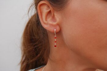 Boucles d'oreilles en argent sterling avec corail rouge. 3