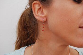 Boucles d'oreilles en argent sterling avec corail rouge. 4