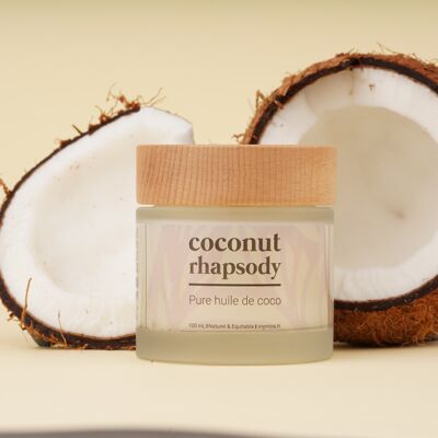 Coconut Rhapsody – Reines Kokosnussöl – Gesicht, Körper, Haare – Feuchtigkeitsspendend, pflegend, schützend, Make-up-Entferner – 100 ml