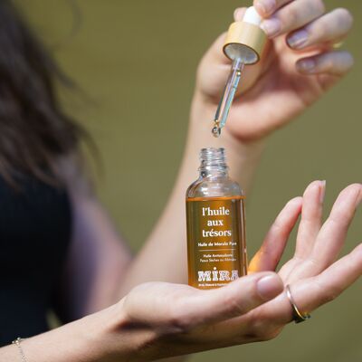 L'huile aux Trésors - Huile sèche de Marula pure - Visage, cheveux - Protectrice, anti-âge, nourrissante, anti-oxydante - 50 ml