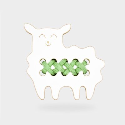 Sheep, small wooden lacing toy, montessori