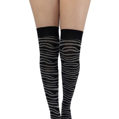 Zebra Pattern Over The Knee Socks