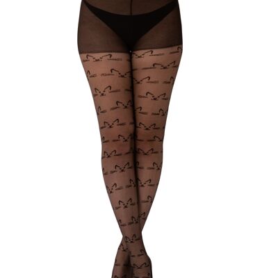 All Over Cat Sheer Tights-Black
