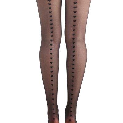 Heart Seam Sheer Tights-Black