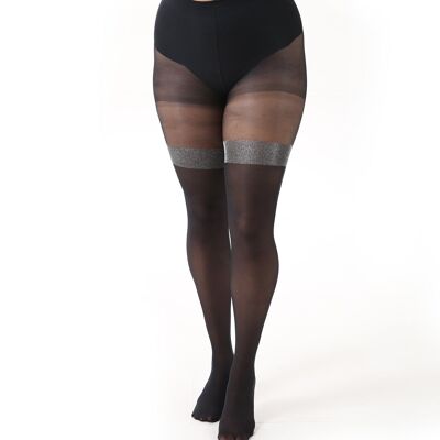 Glitter Over The Knee Tights-Black/Silver