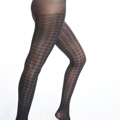 Houndstooth Tights-Black