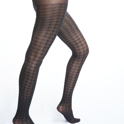 Houndstooth Tights-Black