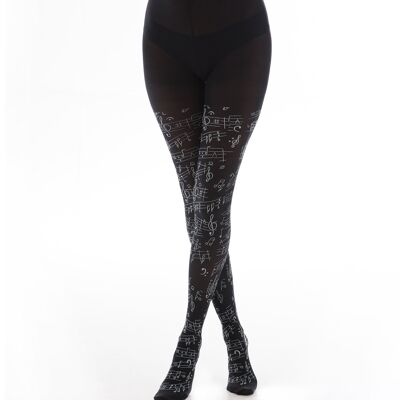 Flocked Musical Notes Tights-MUSICAL