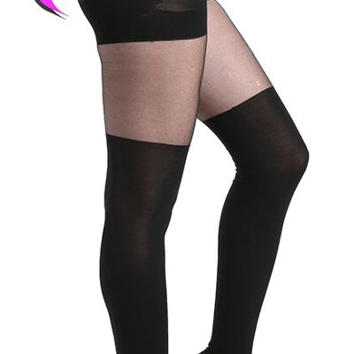 Plain Over The Knee Smoothing Tights-Black