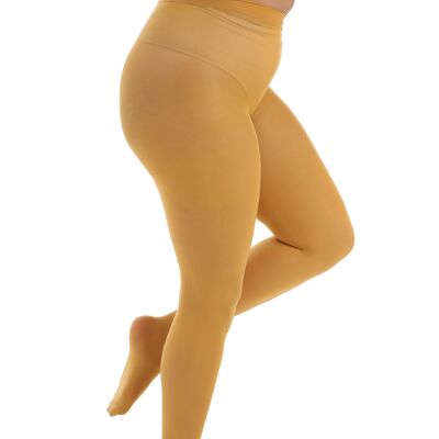 50 Denier Opaque Curvy Super Stretch Tights-Mustard
