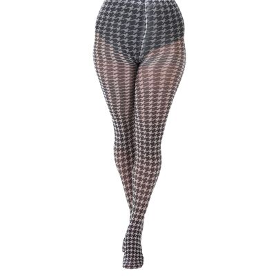 Dogtooth Printed Tights-Black/White