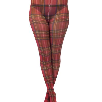 Original Red Tartan Printed Tights-Red