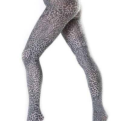 Petite Leopard Printed Tights-Black/White