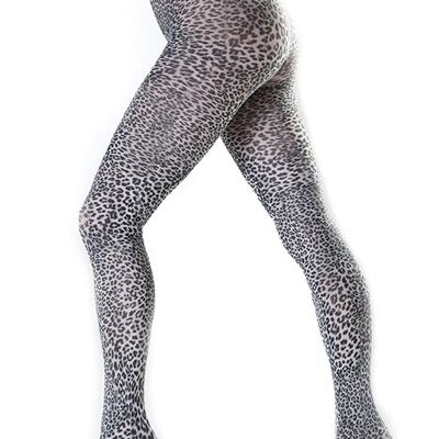 Petite Leopard Printed Tights-Black/White