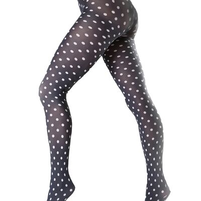 Polka Dot Printed Tights-Black/White