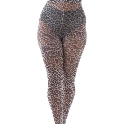 Small Leopard Printed Tights-White