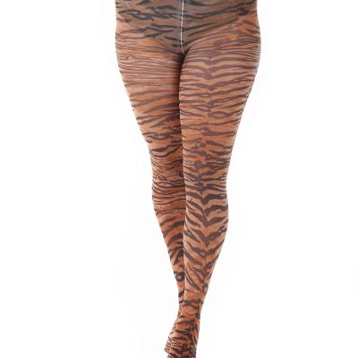 Tiger Printed Tights-Black/Orange