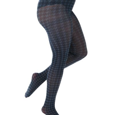 Dogtooth Printed Curvy Super Stretch Tights-Slate