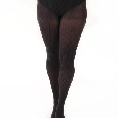 Herringbone Printed Curvy Super Stretch Tights-Slate