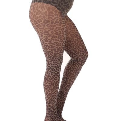 Leopard Printed Curvy Super Stretch Tights-Natural Nude