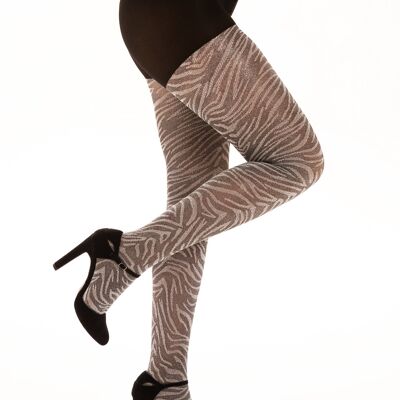 Lurex Zebra Tights-Silver