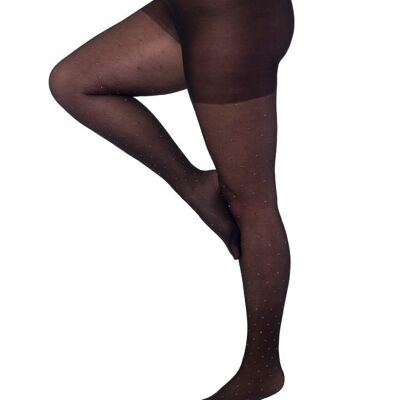 Luxury Glitter Dot Curvy Super Stretch Tights-Black/Silver