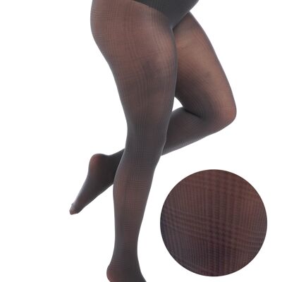 Prince of Wales Printed Curvy Super Stretch Tights-Charcoal