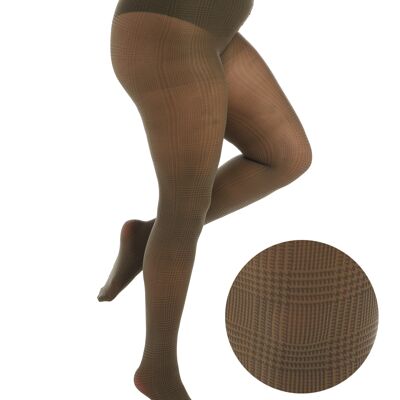 Prince of Wales Printed Curvy Super Stretch Tights-Dark Olive