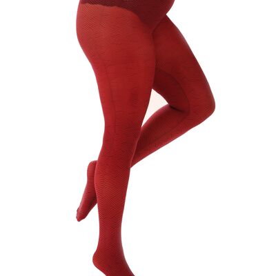 Zigzag Printed Curvy Super Stretch Tights-Flo Red