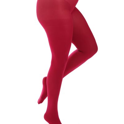 90 Denier Opaque Curvy Super Stretch Tights-Cerise