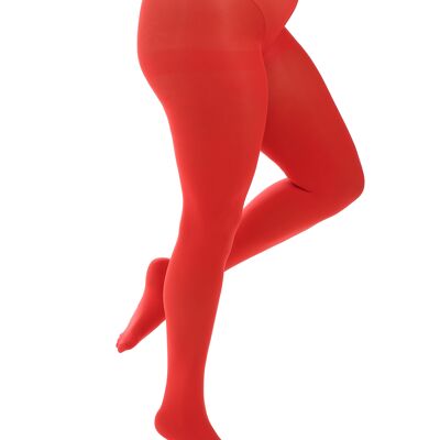 90 Denier Opaque Curvy Super Stretch Tights-High Risk Red