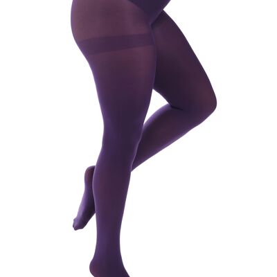 90 Denier Opaque Curvy Super Stretch Tights-Purple