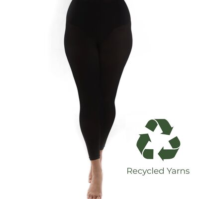 90 Denier Curvy Super Stretch Recycled Yarn Footless-Black