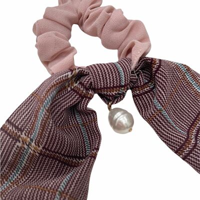 Pink Pearl scarf scrunchie