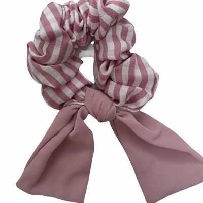 Pink Striped scarf scrunchie
