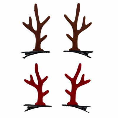Brown Christmas antlers clips