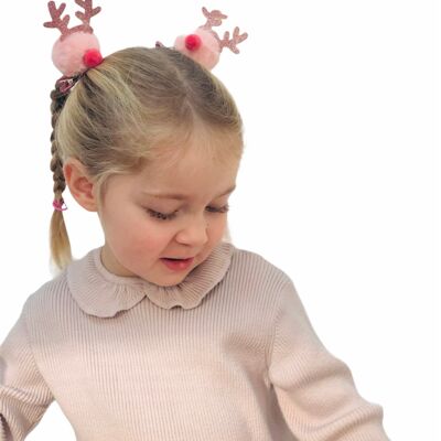 Pink Christmas Pom-pom novelty hair clips