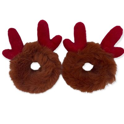 Pack of 2 fluffy faux fur reindeer antlers