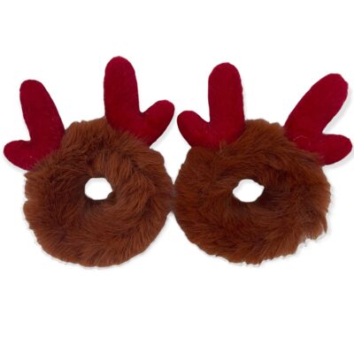 Pack of 2 fluffy faux fur reindeer antlers
