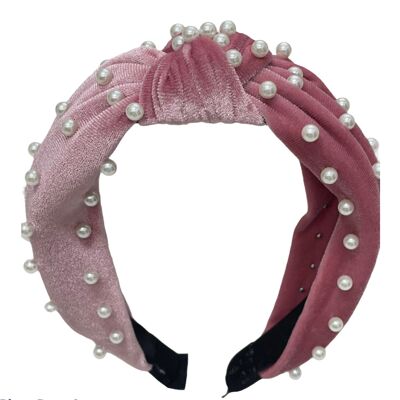 Pink Pretty pearl knot headband