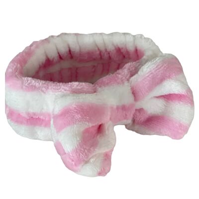 Pink Stripe Childrenâ€™s bow spa headband