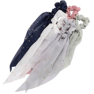 White Faye- star floating scrunchie scarf