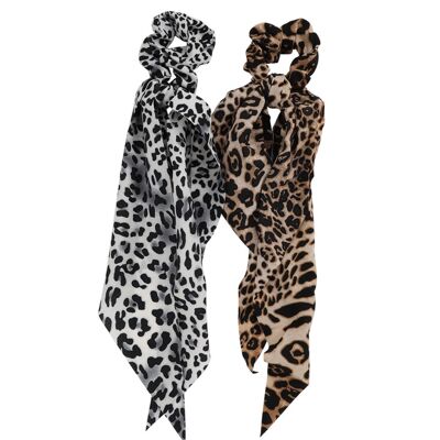 Brown Libby-leopard print Scrunchie scarf