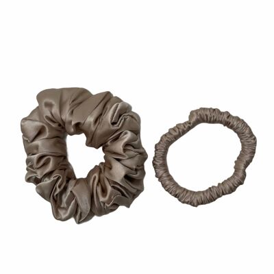 Mulberry 100% silk Scrunchies - Set of 2 - Natural/nude