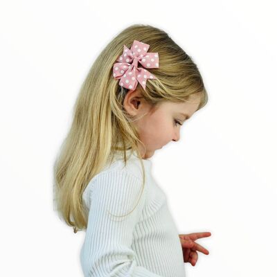 Rose Pink Betty - polkadot double bow