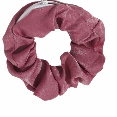 Sally - zip secret pocket scrunchie - rose pink satin