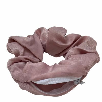 Sally - zip secret pocket scrunchie - blush pink satin