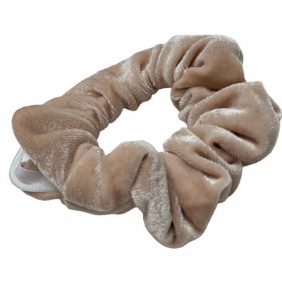 Sally - zip secret pocket scrunchie - Natural beige velvet