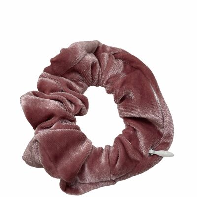 Sally - zip secret pocket scrunchie - Blush pink velvet